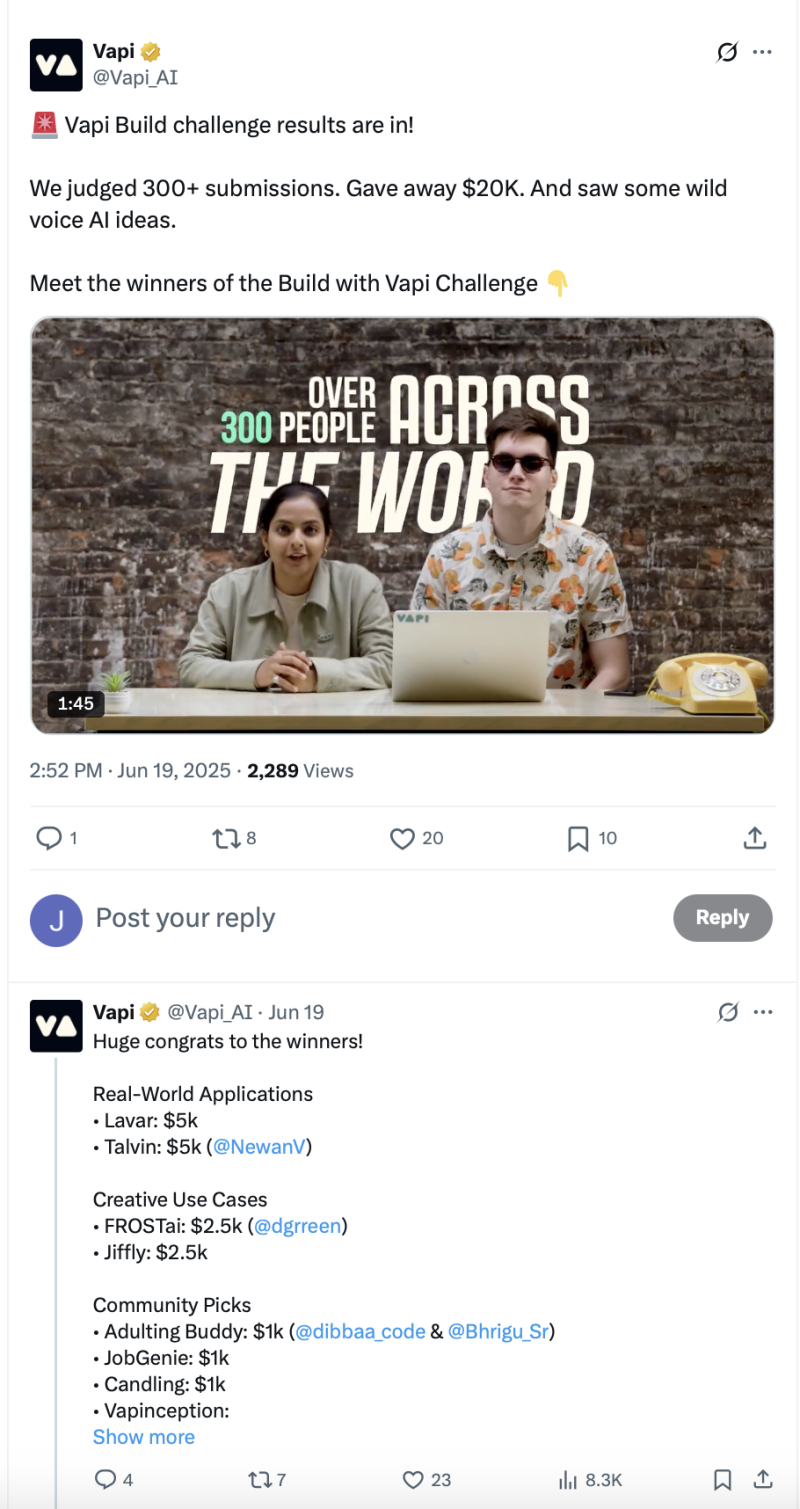 Lavar wins the 2025 vapi Build Challenge